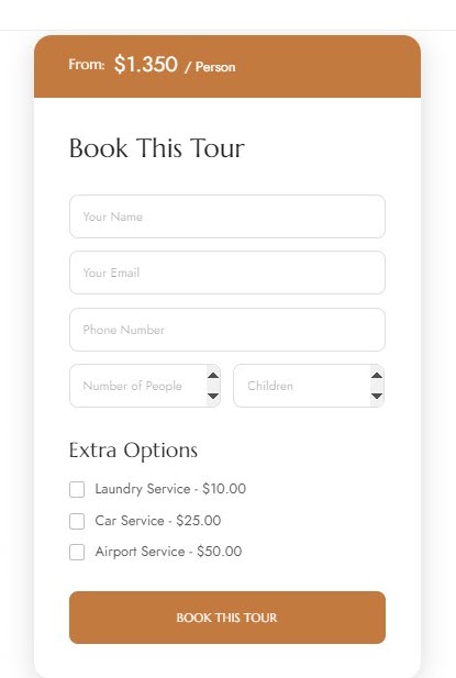 Tour Inquiry Form